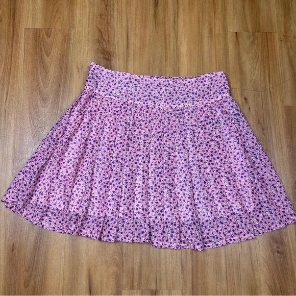 Blue Cherry Pink Pleated Skater Mini Skirt for Casual Wear - Picture 2 of 8